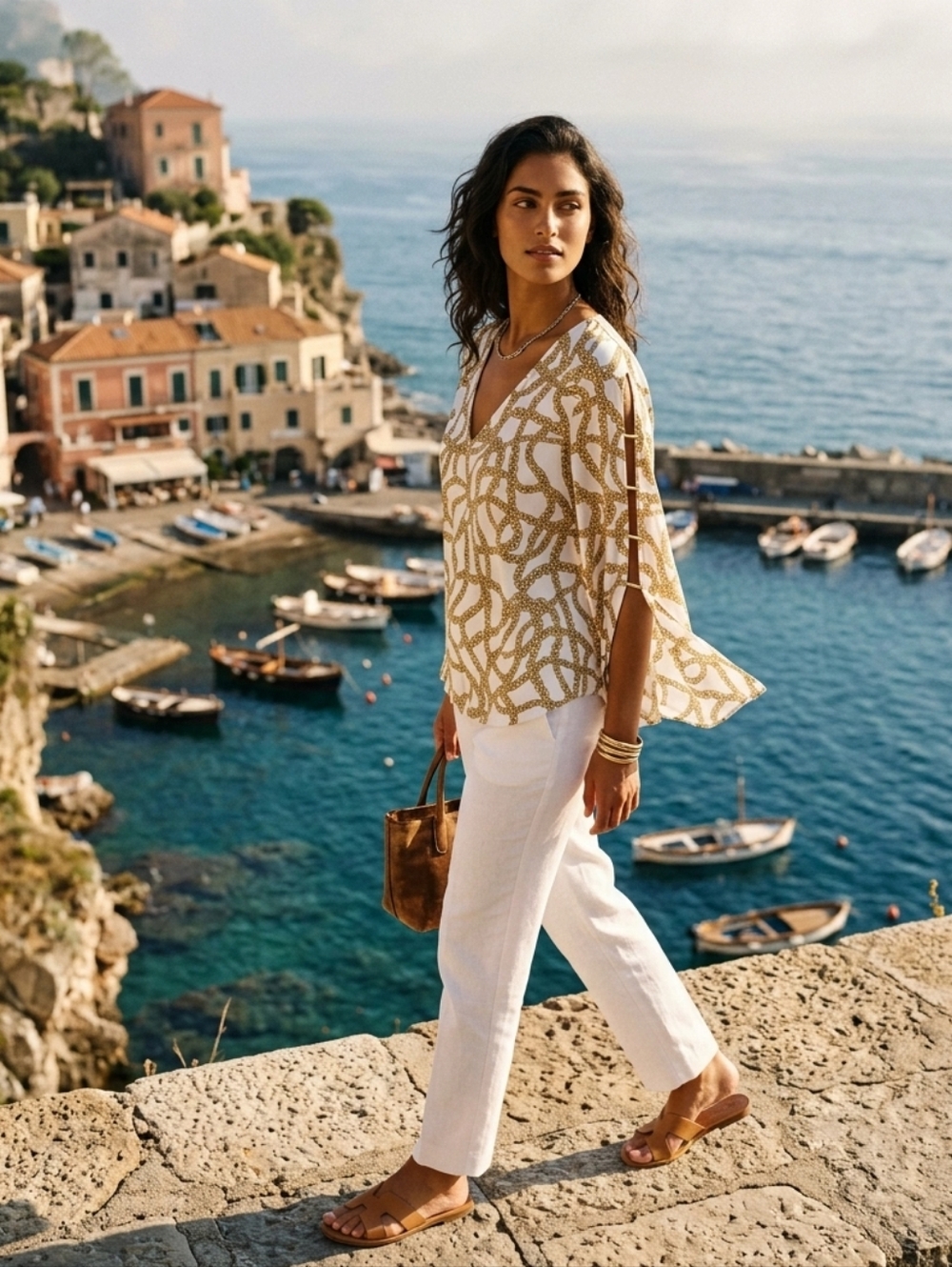 Michael Kors Chain Print Split Sleeve Blouse